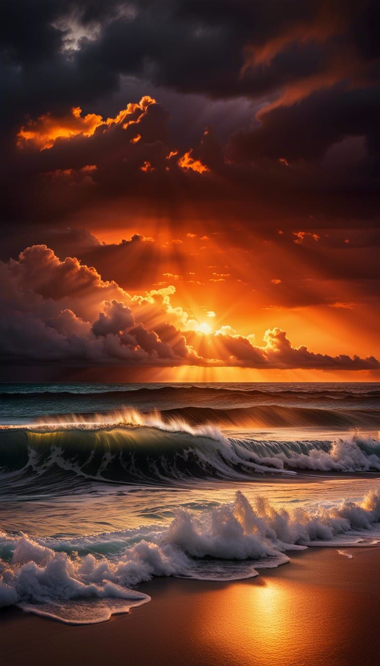 a captivating sunset over the ocean