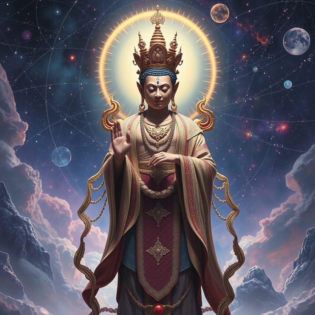 Tathagata in Holographic Astral Cosmic Backdrop