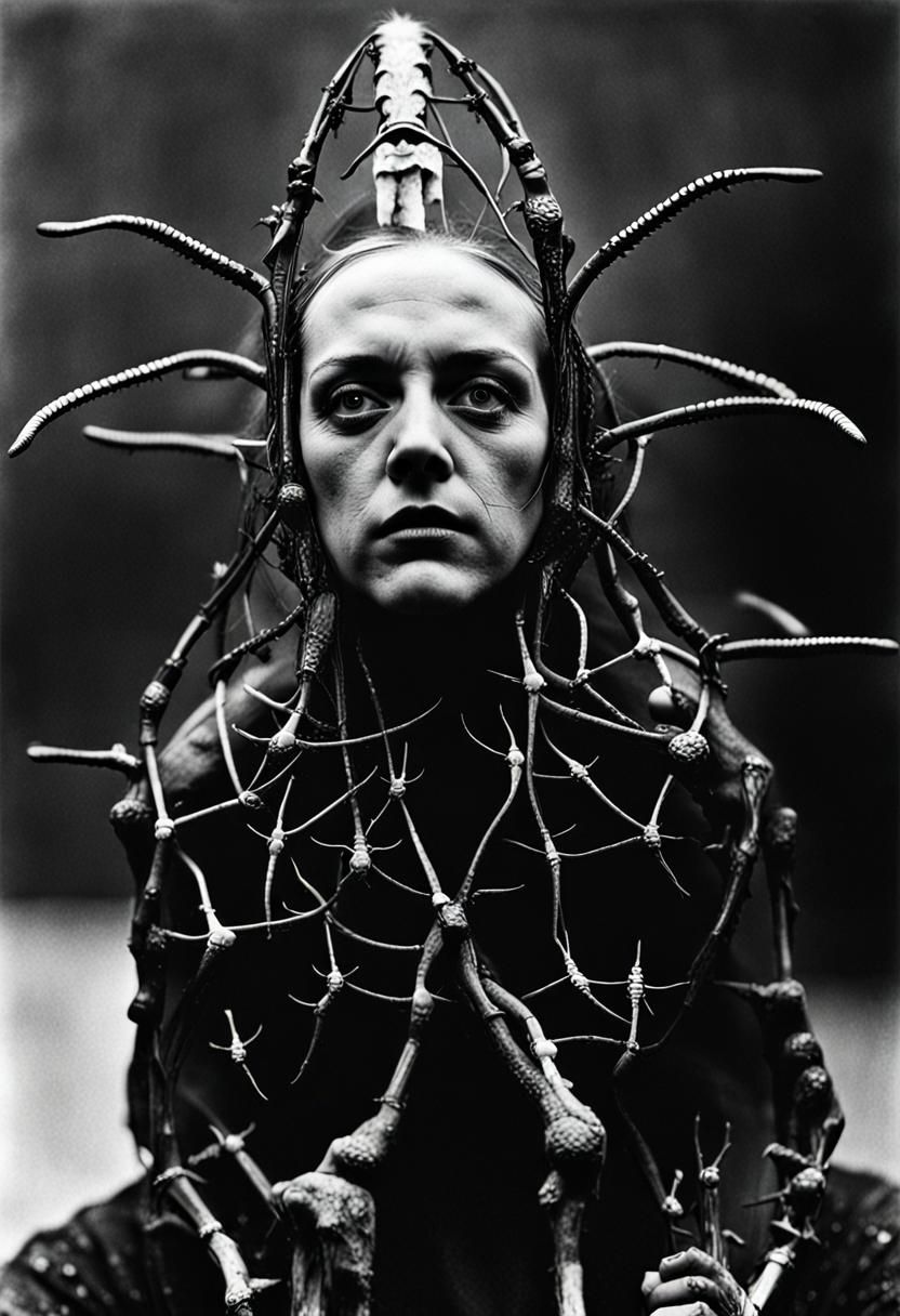 Surreal Insectoid Figure in Macabre Dada Art