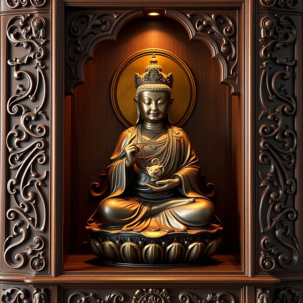 Marichi Bodhisattva Statue in Ornate Niche
