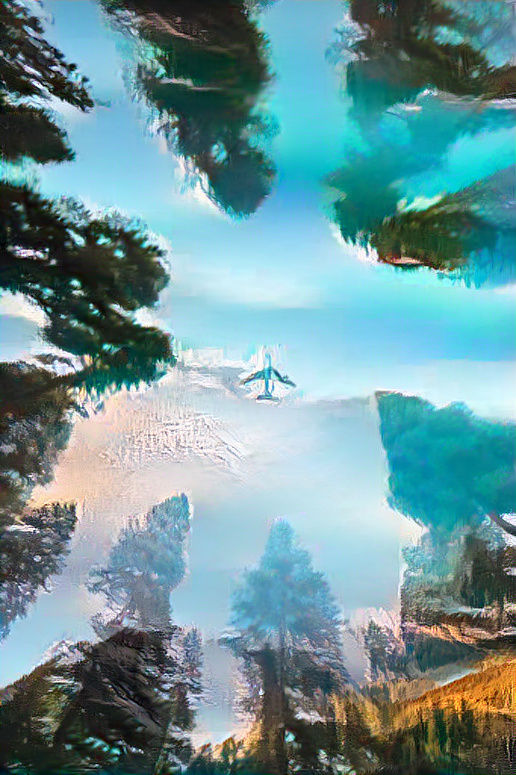 Plane bursting throgh the mountions