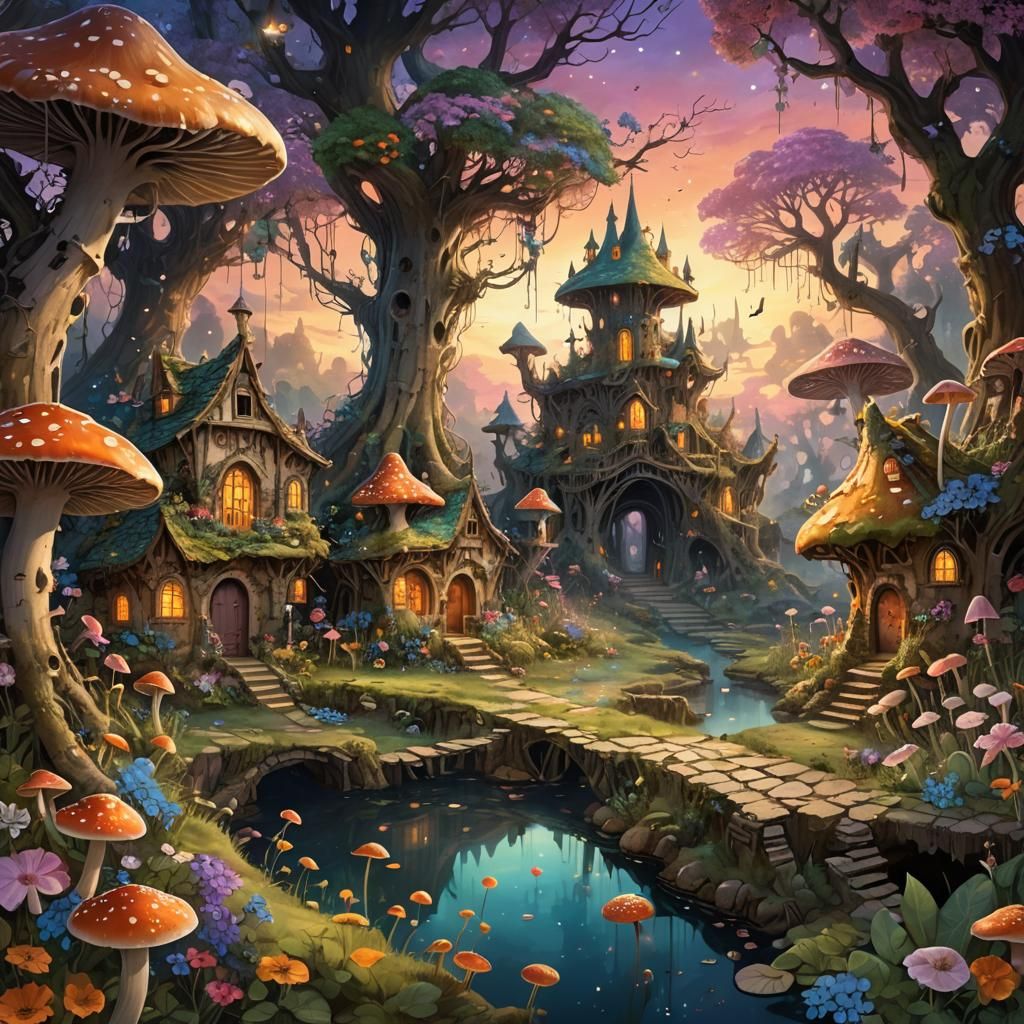 Digital painting of a mystical realm where dreams intertwine...