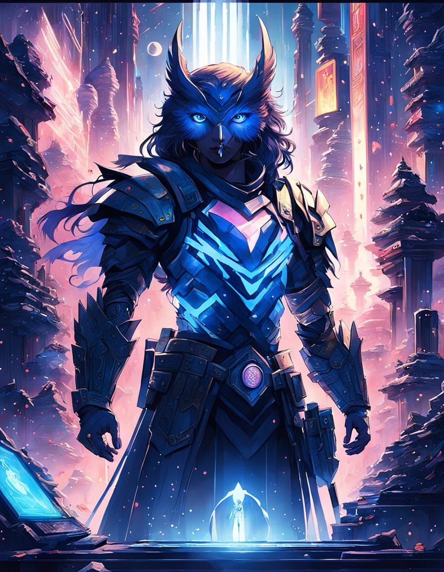 Goddess of Wisdom in Futuristic Ancient Armor