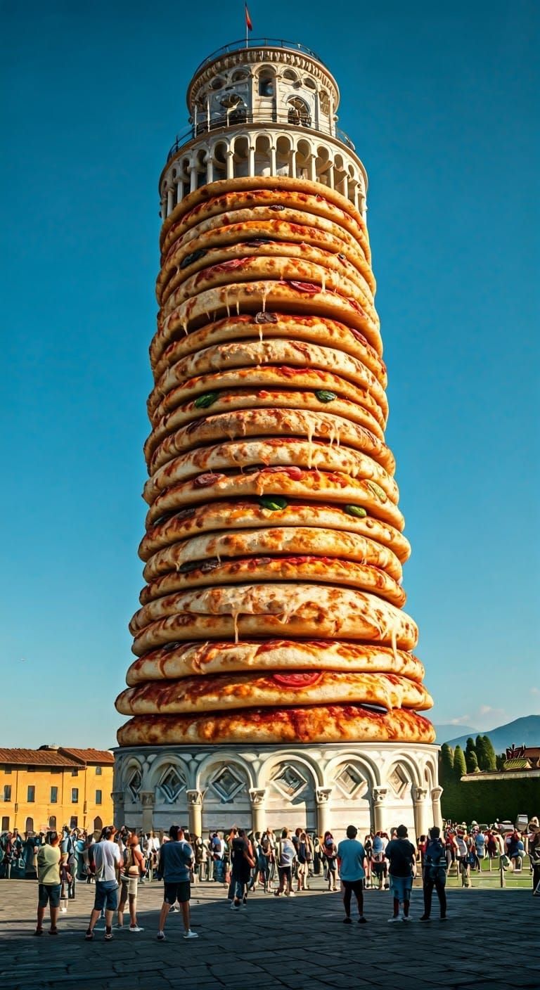 Leaning Tower of Pizza  by @TickBushTom