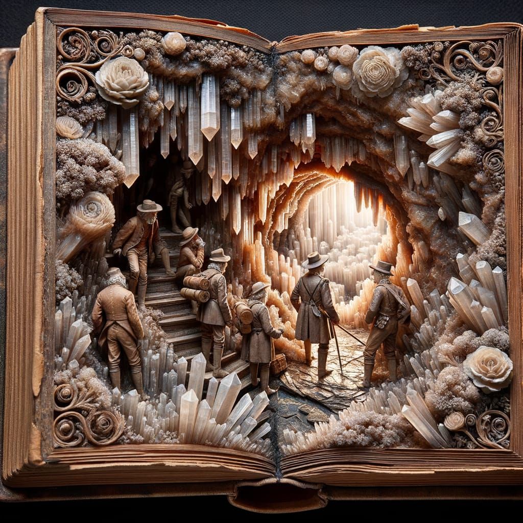 A Journey to the Center of the Earth, crystal cave diorama, Jules Vernes