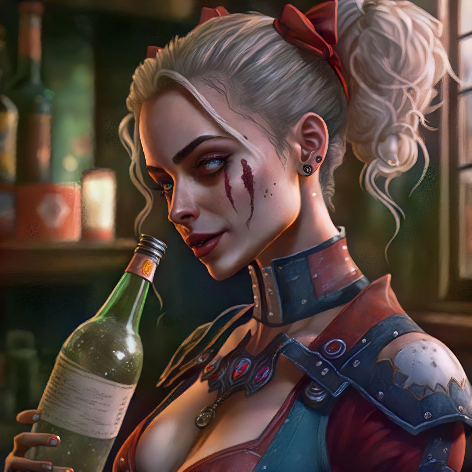 Midjourney: Lovely Quinn Drunk on Gin