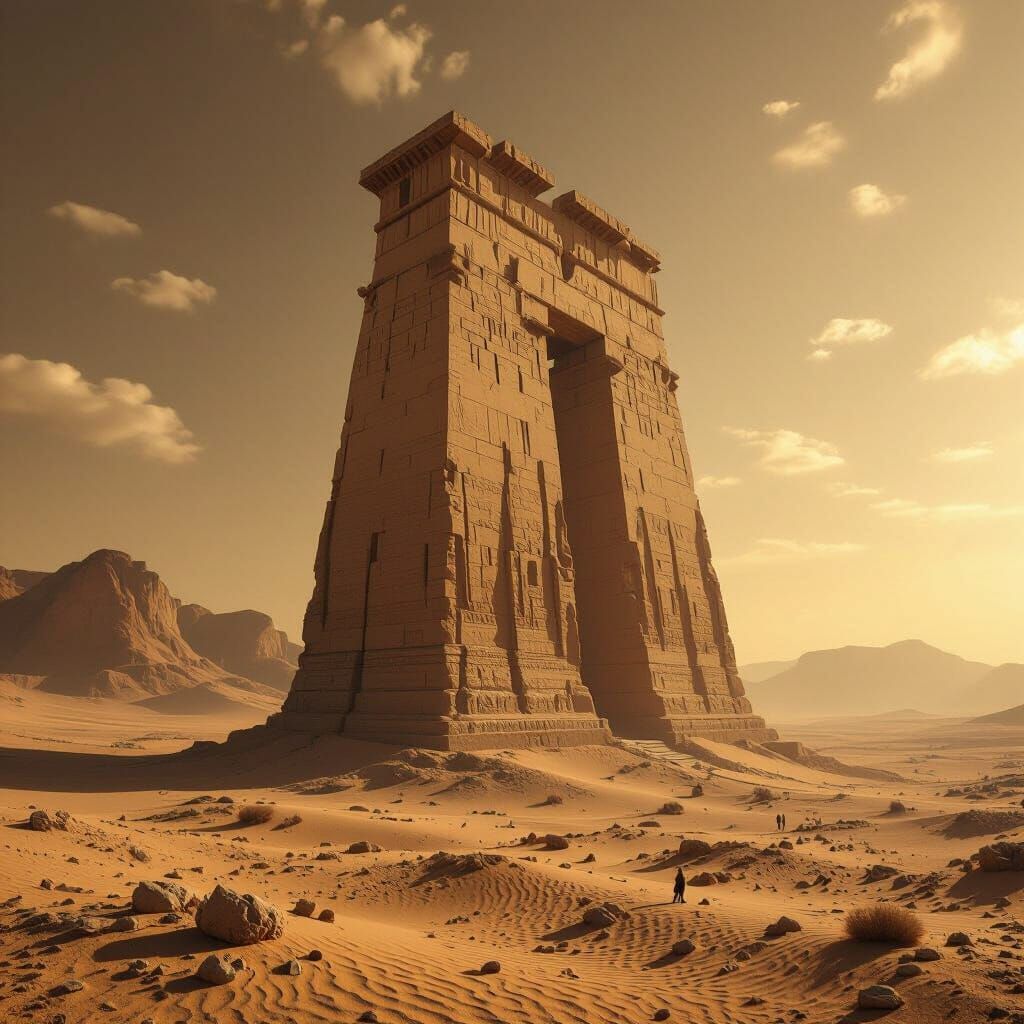 Colossal Ancient Structure in Arid Desert