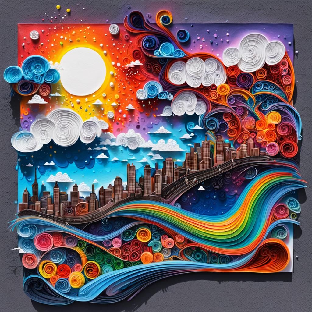 Vibrant city on paper