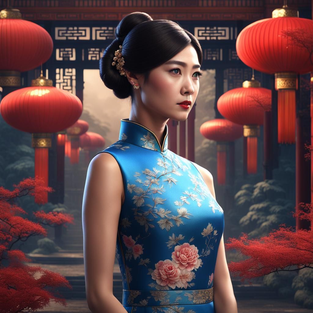 beautiful young woman in a cheongsam
