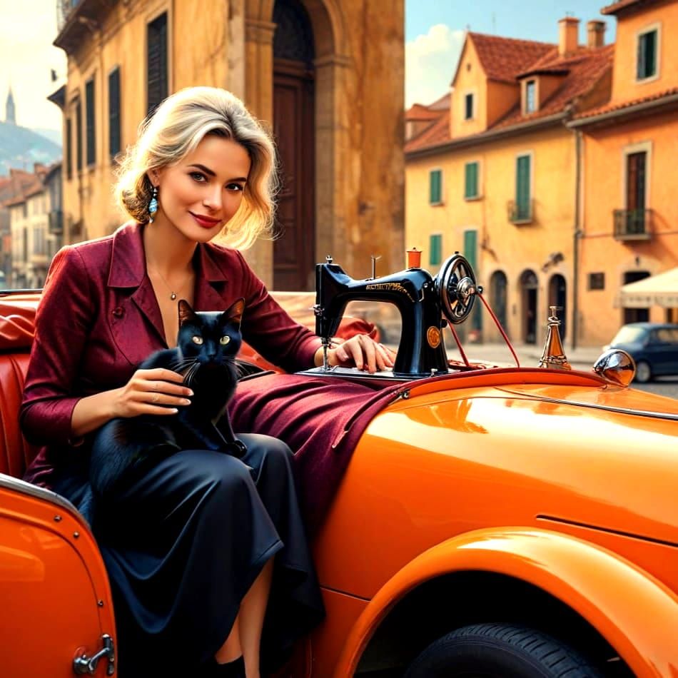 Sophisticated Lady in Antique Luxury Car