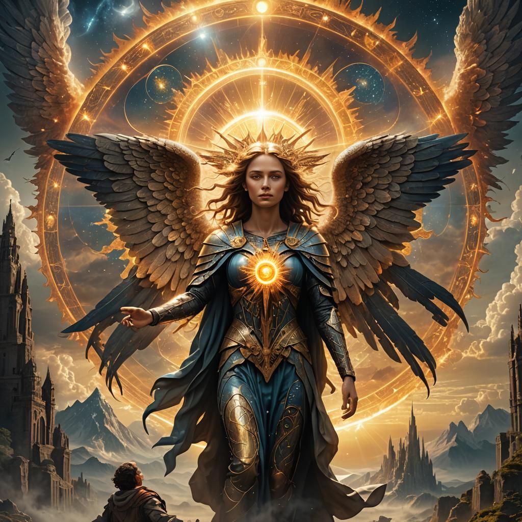 Archangel Metatron and the great Central sun with a human wo...