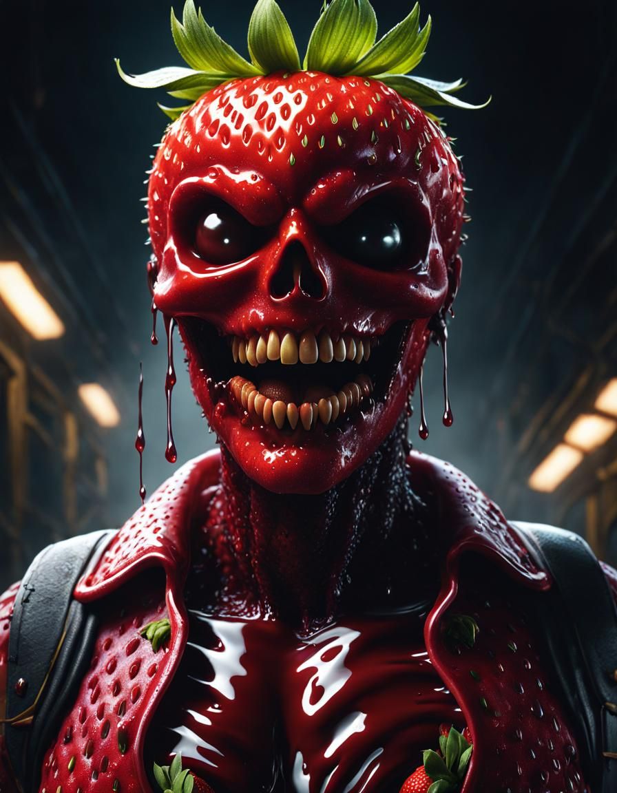 Strawberry Zombie Horror Poster Art