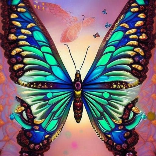 Ornate butterfly  by @Tiny Pearl Cat