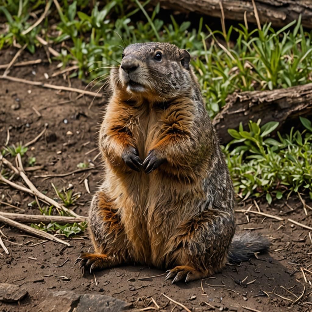 Meditating groundhog