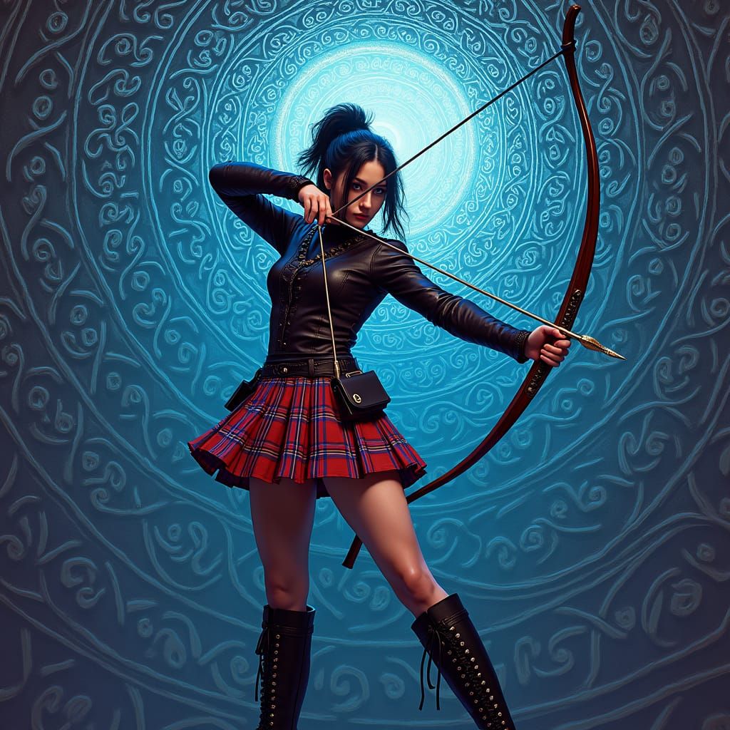 Sophie Lancaster from Kill Bill holding a bow and arrow  wit...