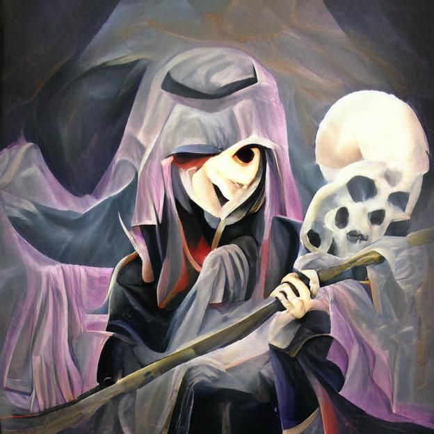 A painting of the grim reaper's apprentice