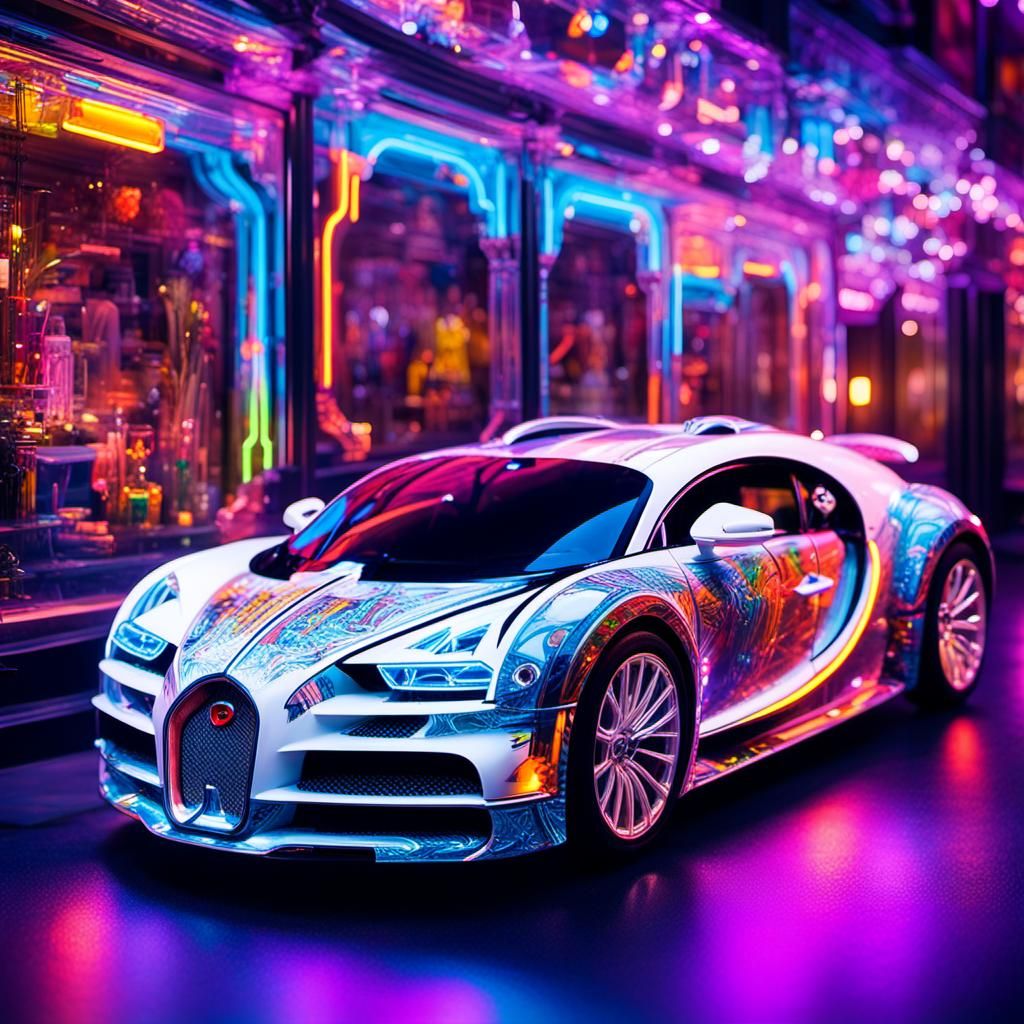 Bugatti coloreful Neon Lights