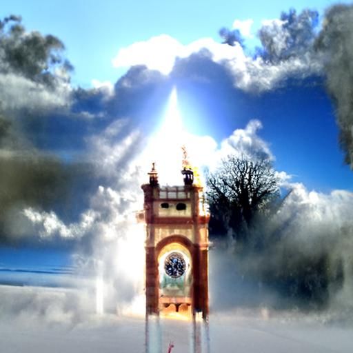 Clock tower over clouds