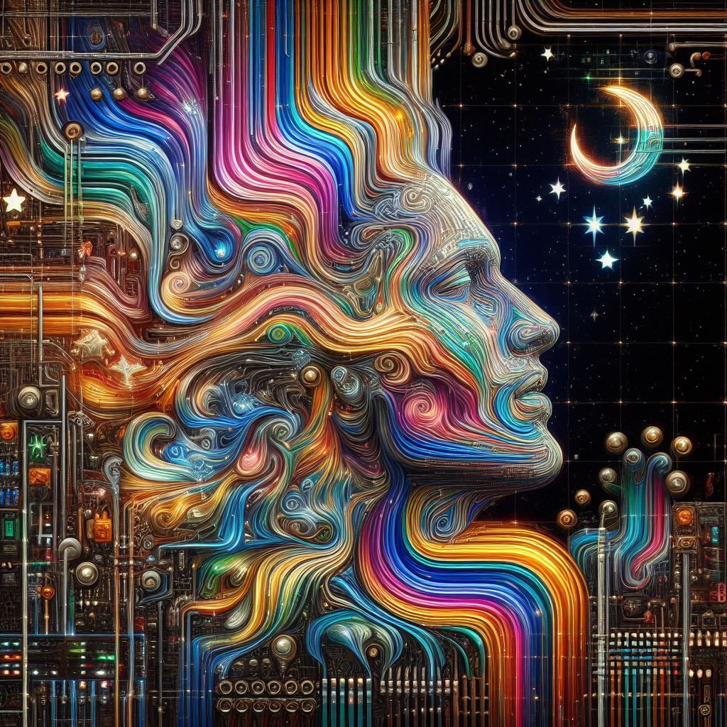 glitchcore matrix code retro futurism text logo "Creative Ar...