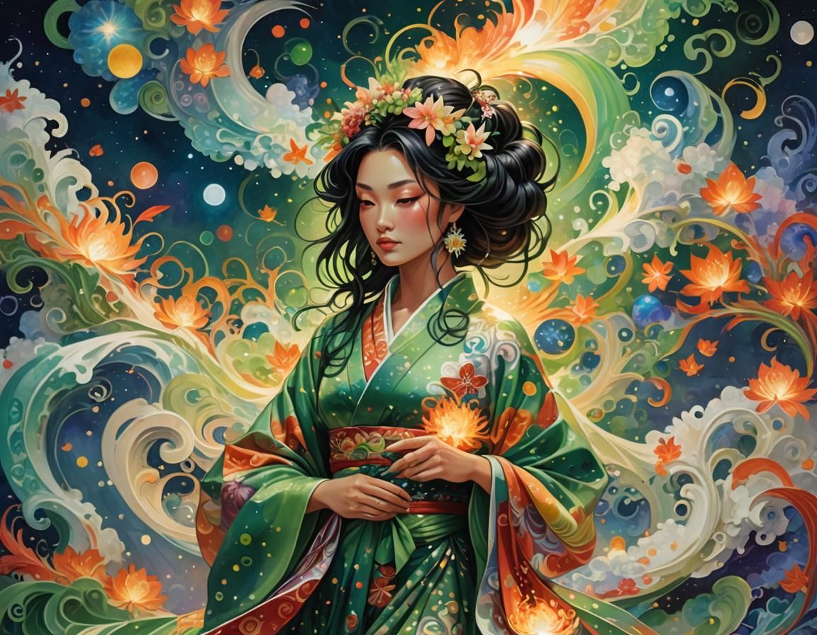 GREEN KIMONO SPLASH  by @Asian Badass 