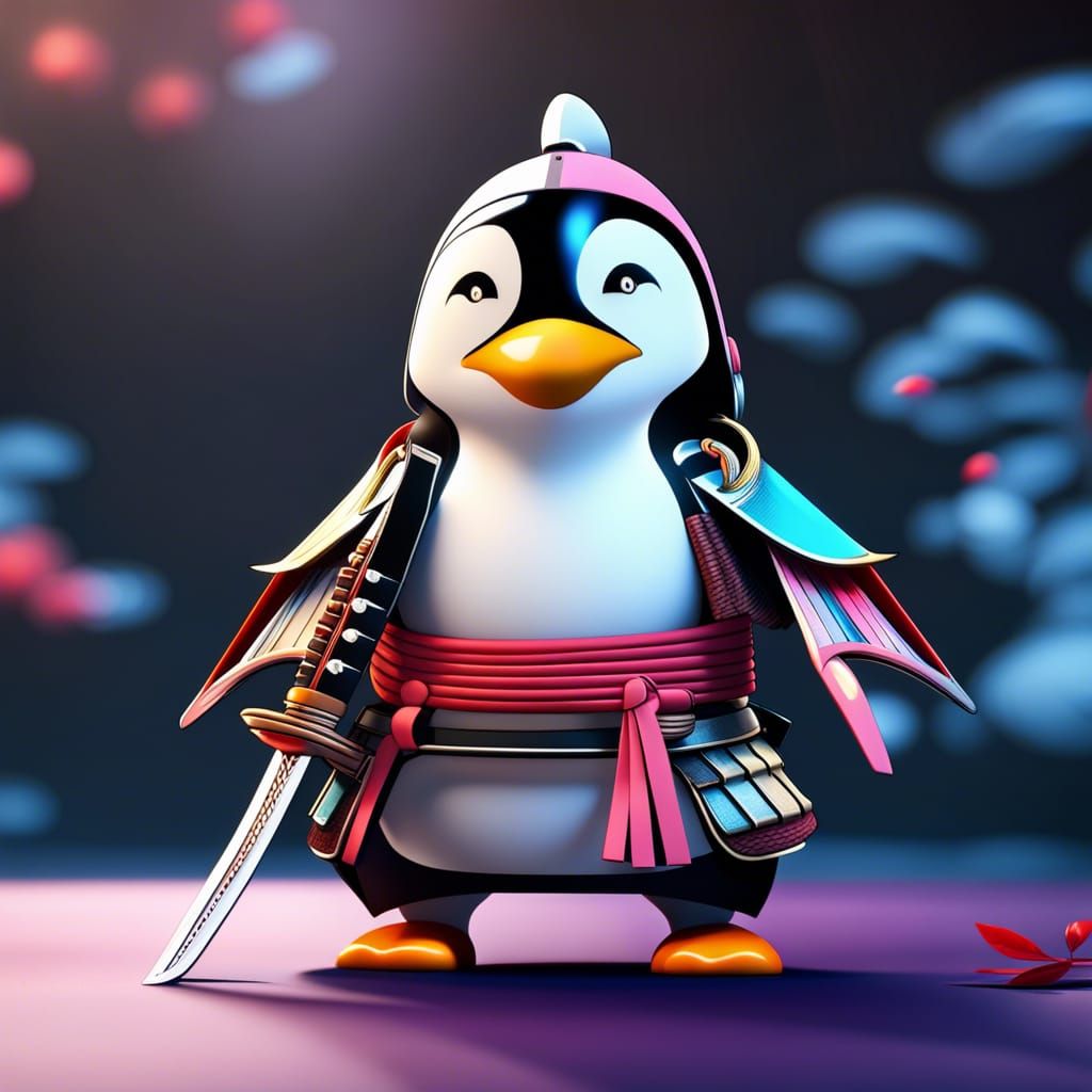 Penguin Japanese Samurai - AI Generated Artwork - NightCafe Creator