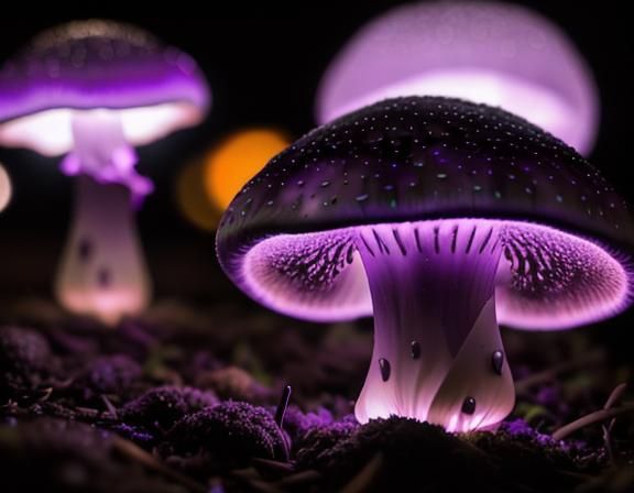 glowing purple bioluminescent mushrooms - AI Generated Artwork ...