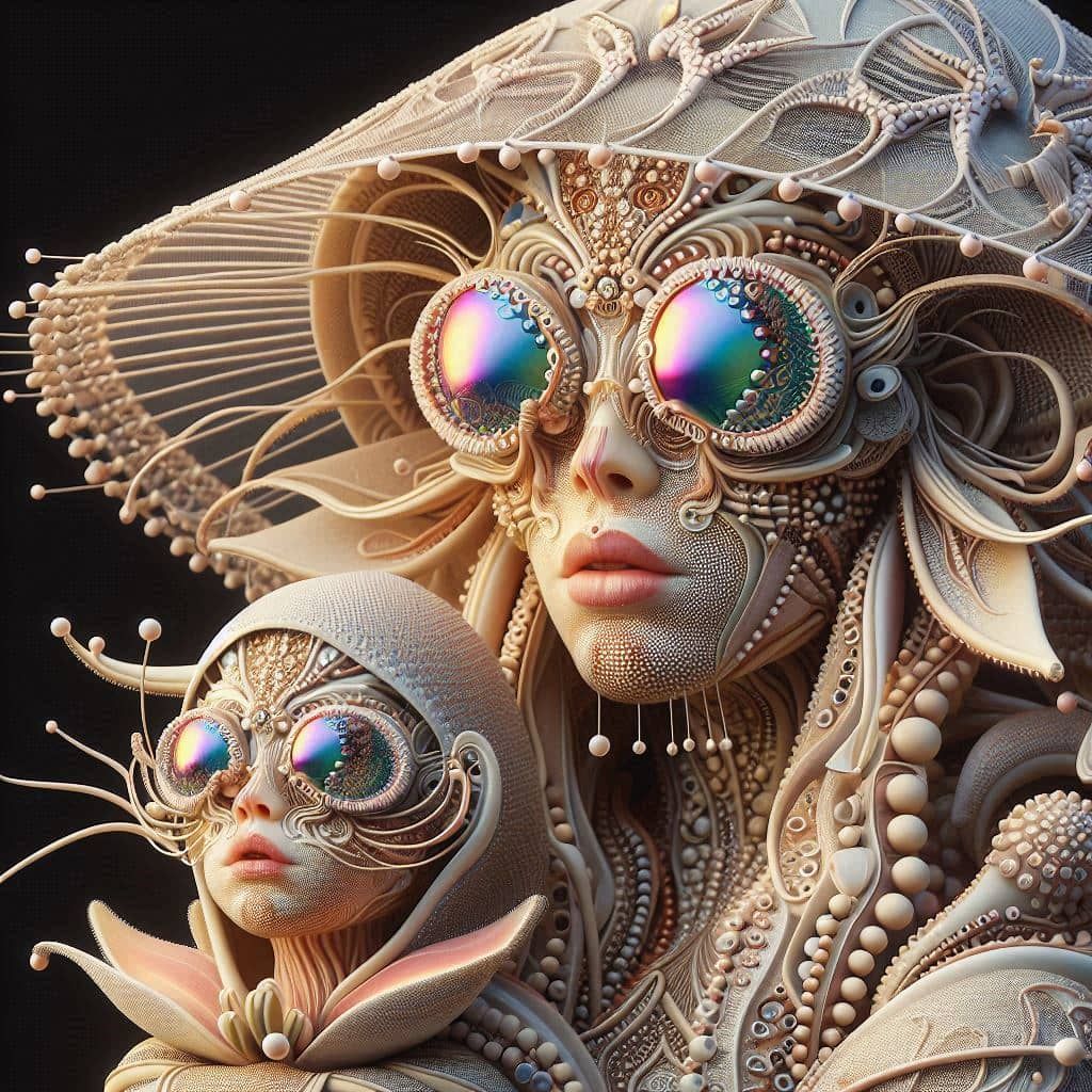Mama And Baby With Matching Opalescent Goggles!!!!