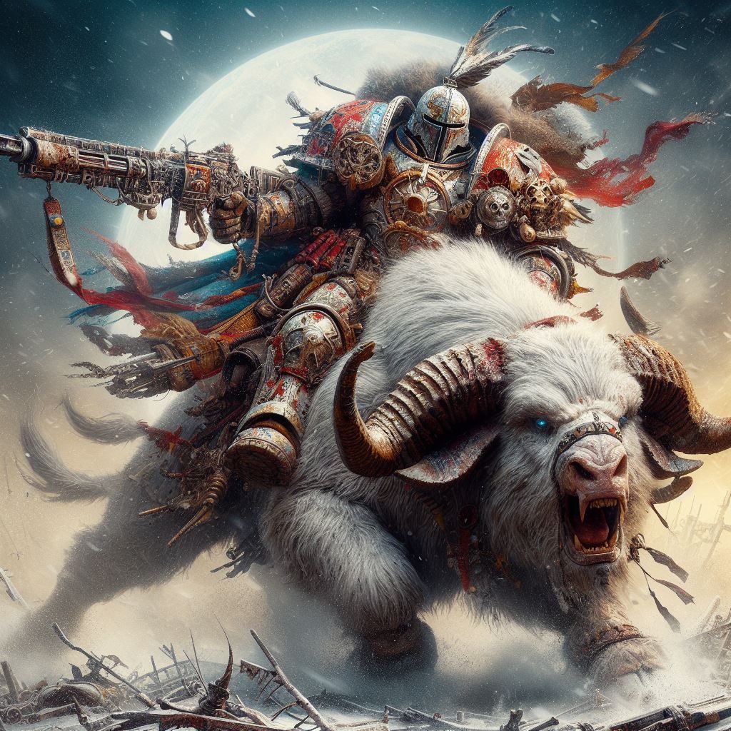 Space Marine On A Raging Bull