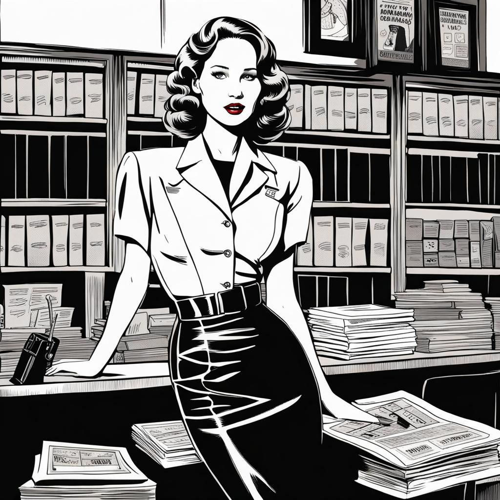 Jennifer Lawrence as a 1940s screwball romantic comedy heroine. AI