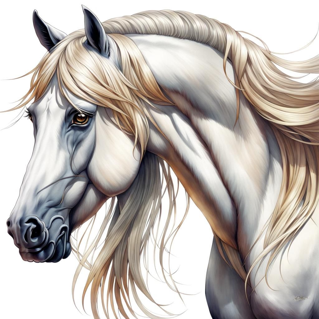 Extremely beautiful horse with a long silky mane AI Generated Artwork
