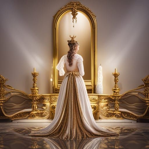 Looking in the Mirror on Her Wedding Day