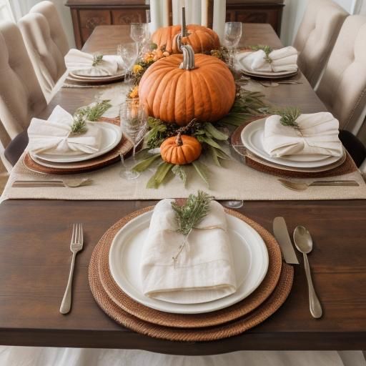 Thanksgiving dinner table with napkins - AI Generated Artwork ...