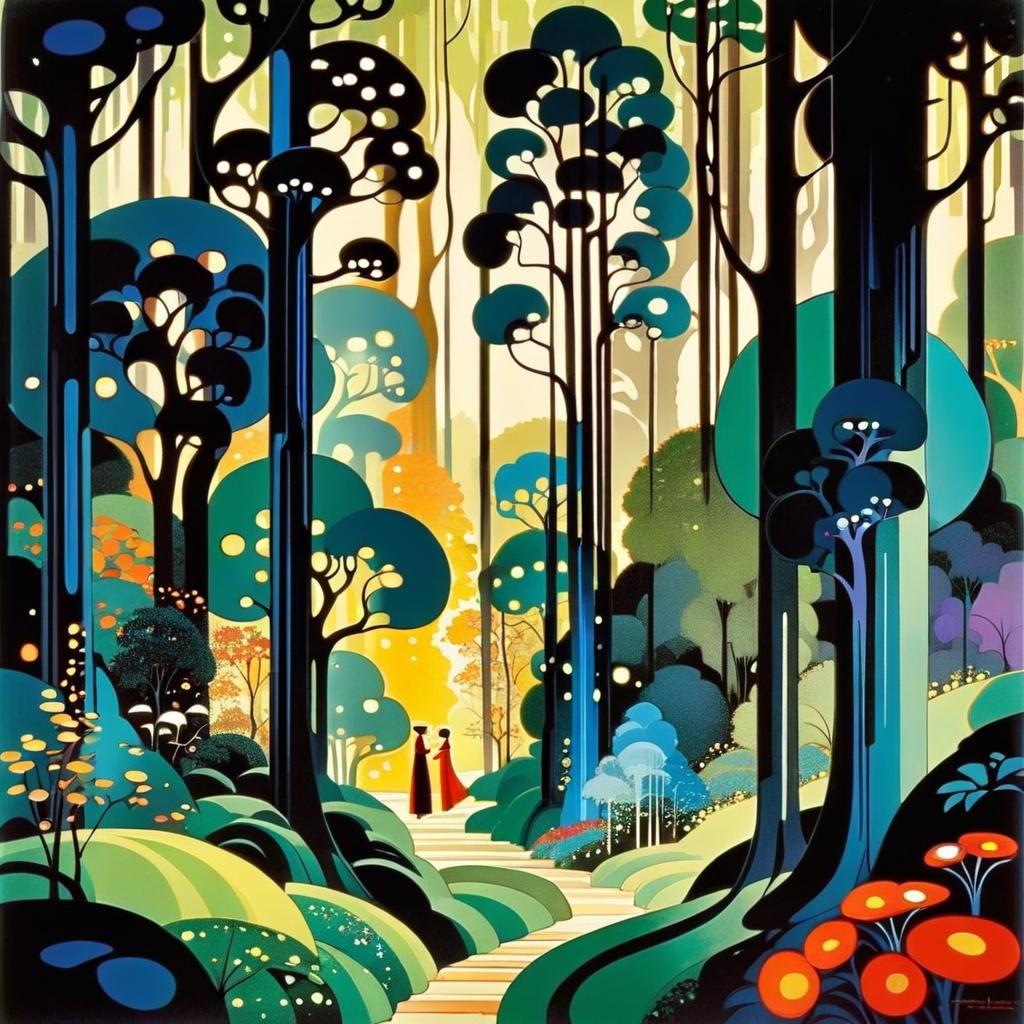 🤯😯😱 art deco forest eyvind earle Gustav Klimt Mary Blair  by @Jpop