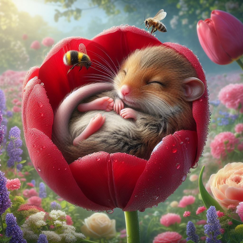 Sleeping Dormouse in a tulip (2)