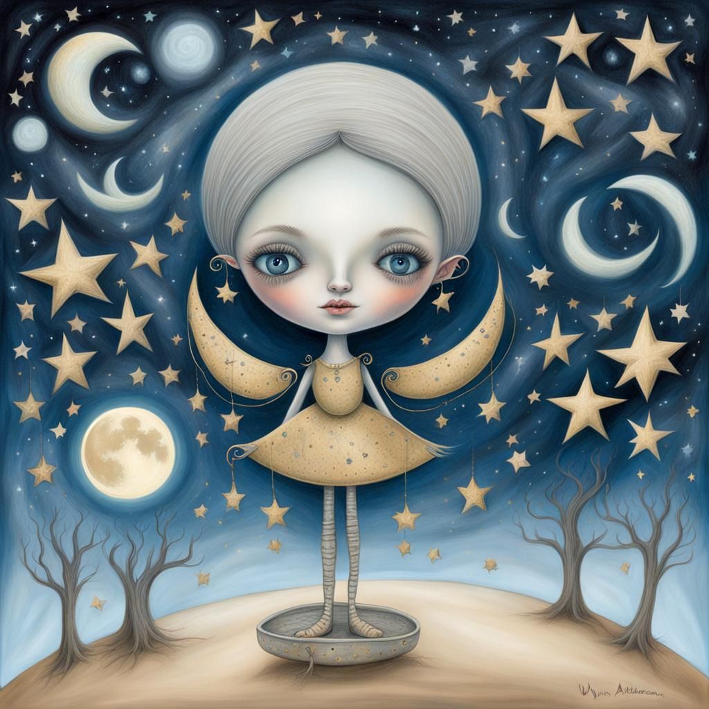 The Moon Girl Says Hello! - AI Generated Artwork - NightCafe Creator