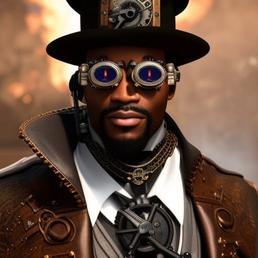 Steampunk Black Man  by @Shakaama