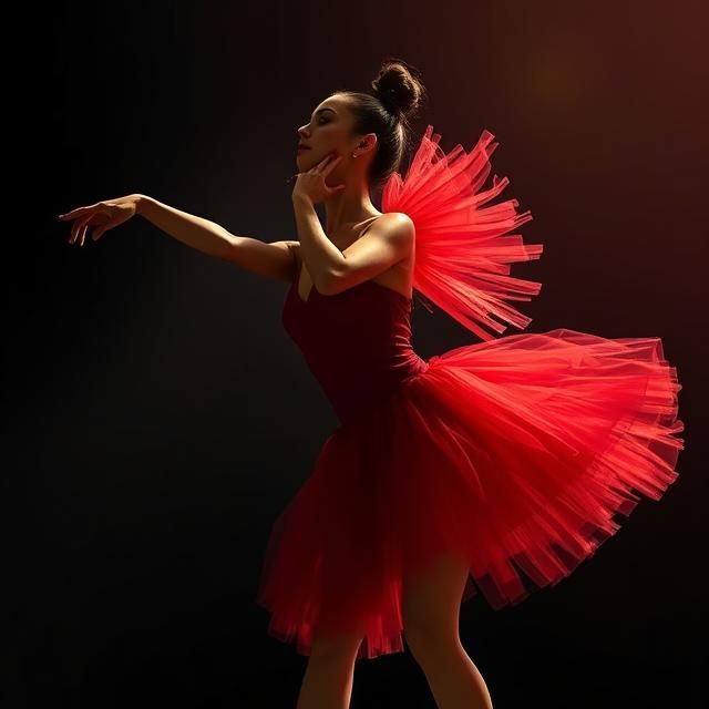 MISTY COPELAND WEARING A BEAUTIFUL RED TULLE BALLET COSTUME,...