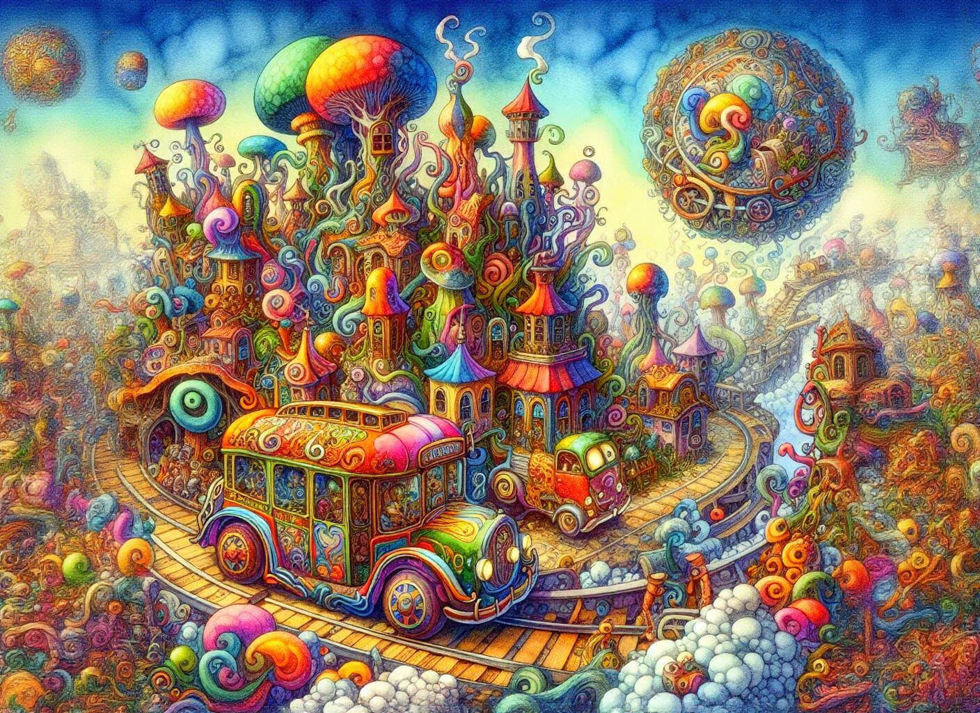 Magic Rainbow City in the Clouds