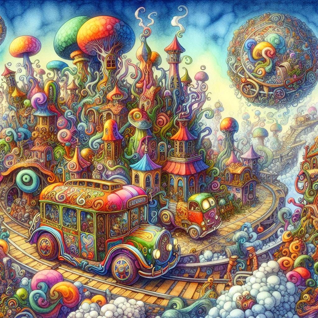 Magic Rainbow City in the Clouds  by @yoda69