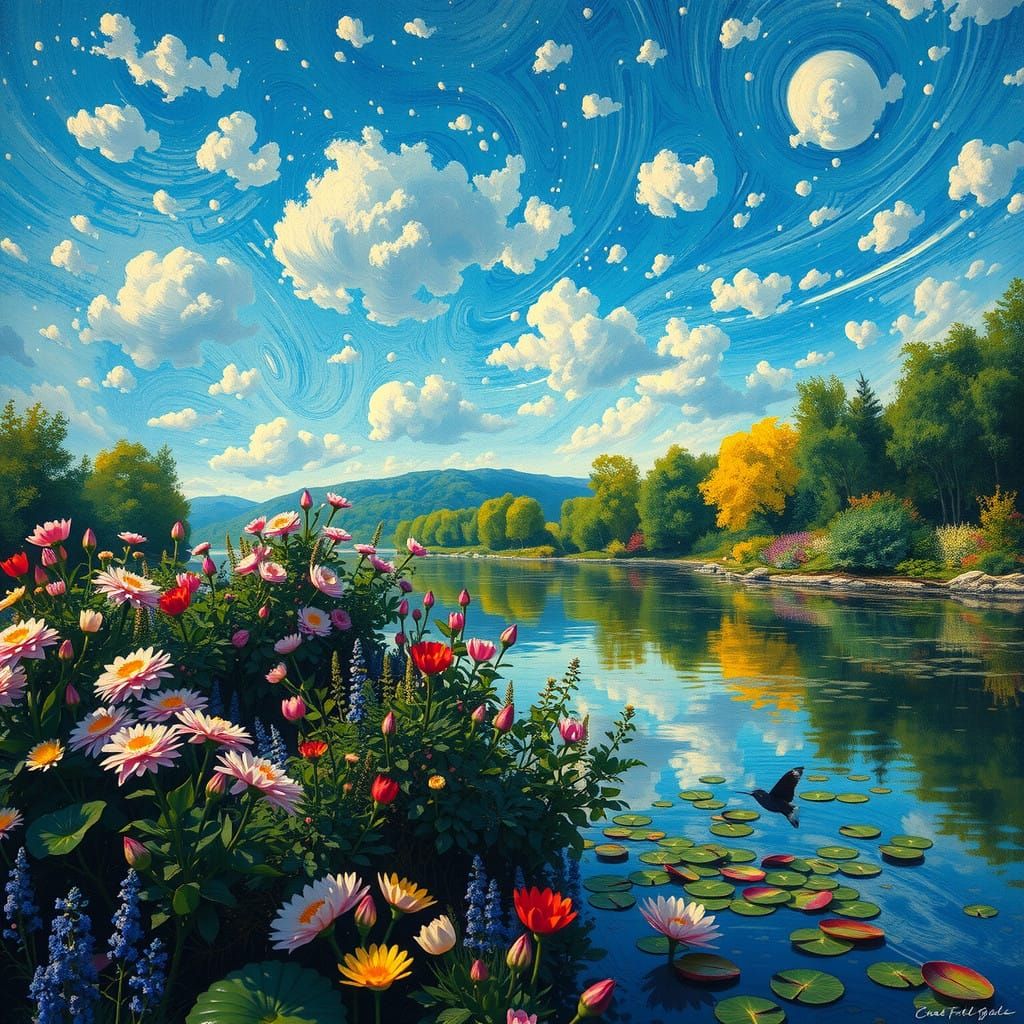 🏰😶‍🌫️🦋, photorealismpunk, magnificencepunk, beautifulpunk, Claude Monet , Van Gogh, Michelangelo  by @Ed Evans