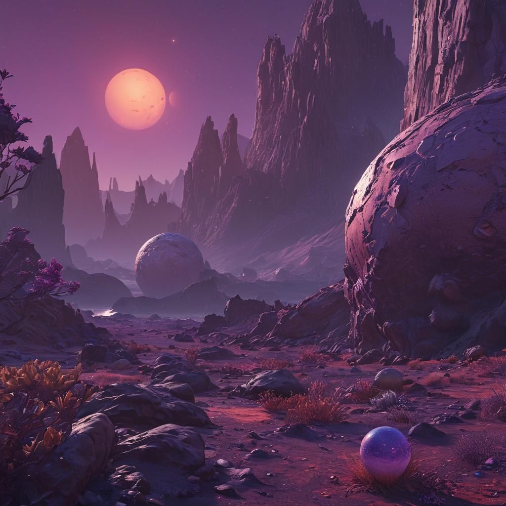 Violet tinted twilight planet