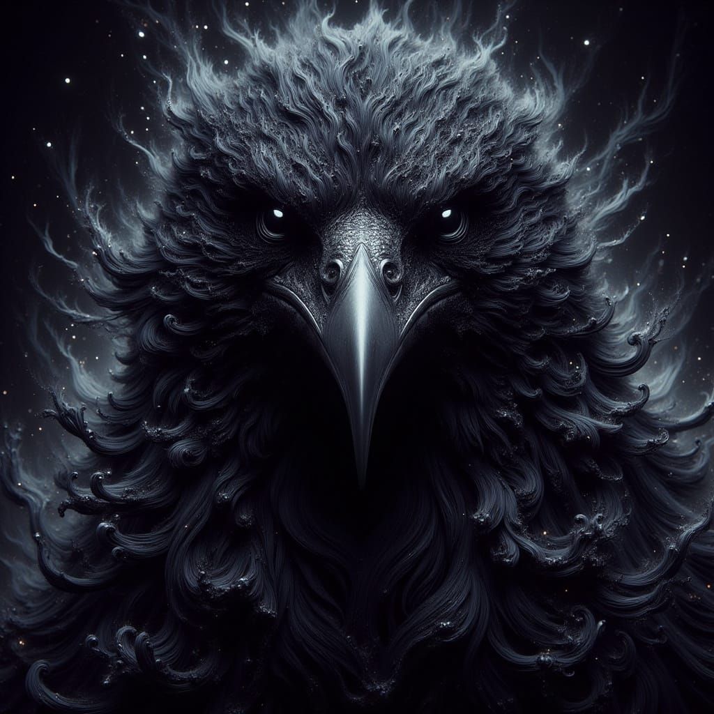 Black Raven in the Night Sky