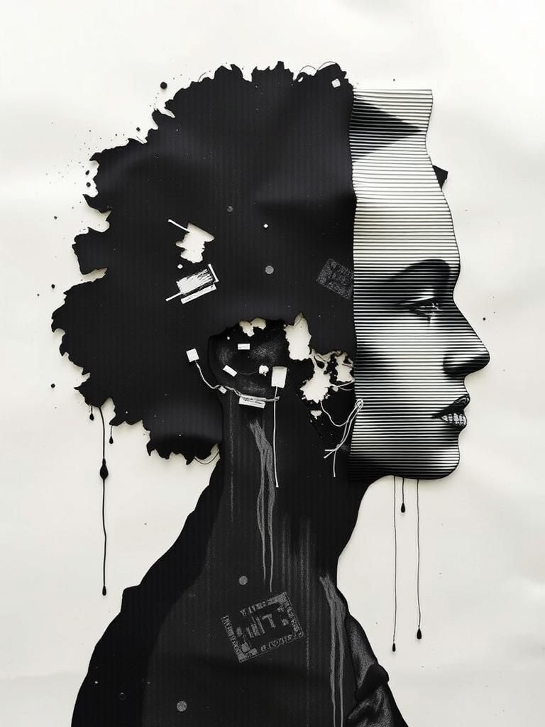 Abstract Pataphysical Graffiti with Corrugated Paper and Fel...