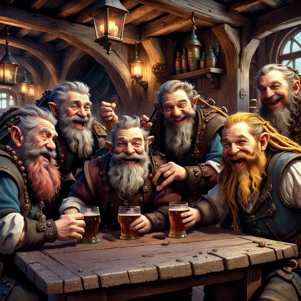 Dwarves Night Out! - AI Generated Artwork - NightCafe Creator