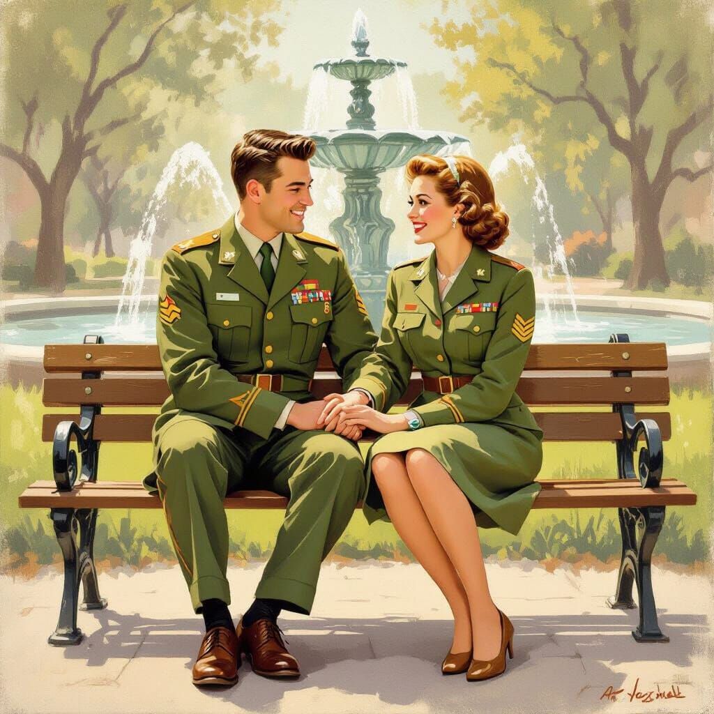 Mid-20th Century Military Couple