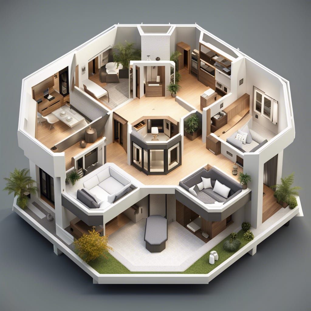 Cut-away model of my ideal octagonal house. - AI Generated Artwork ...