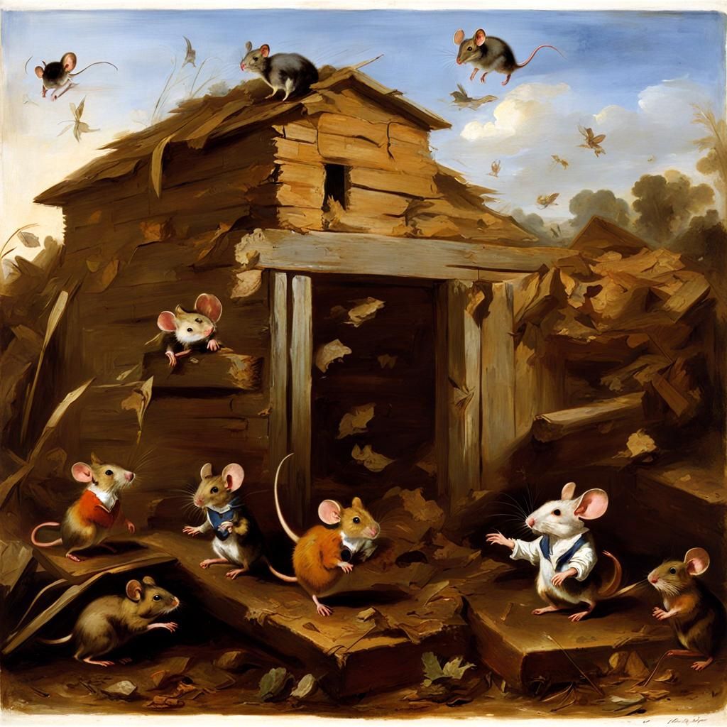 Mice having fun in an abandoned granary 
Abandoned ruins by ...