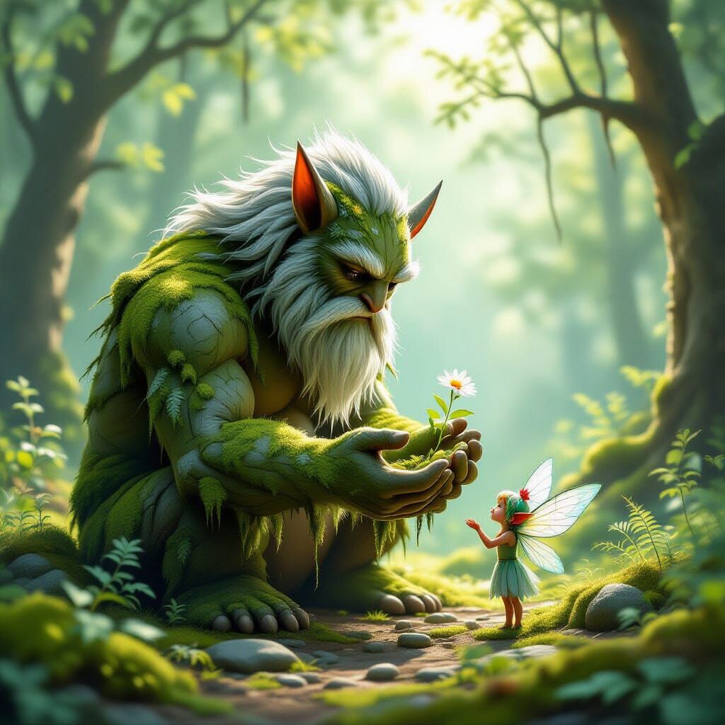 A gentle giant carefully places a delicate wildflower into the outstretched ...  by @MartiniMadness