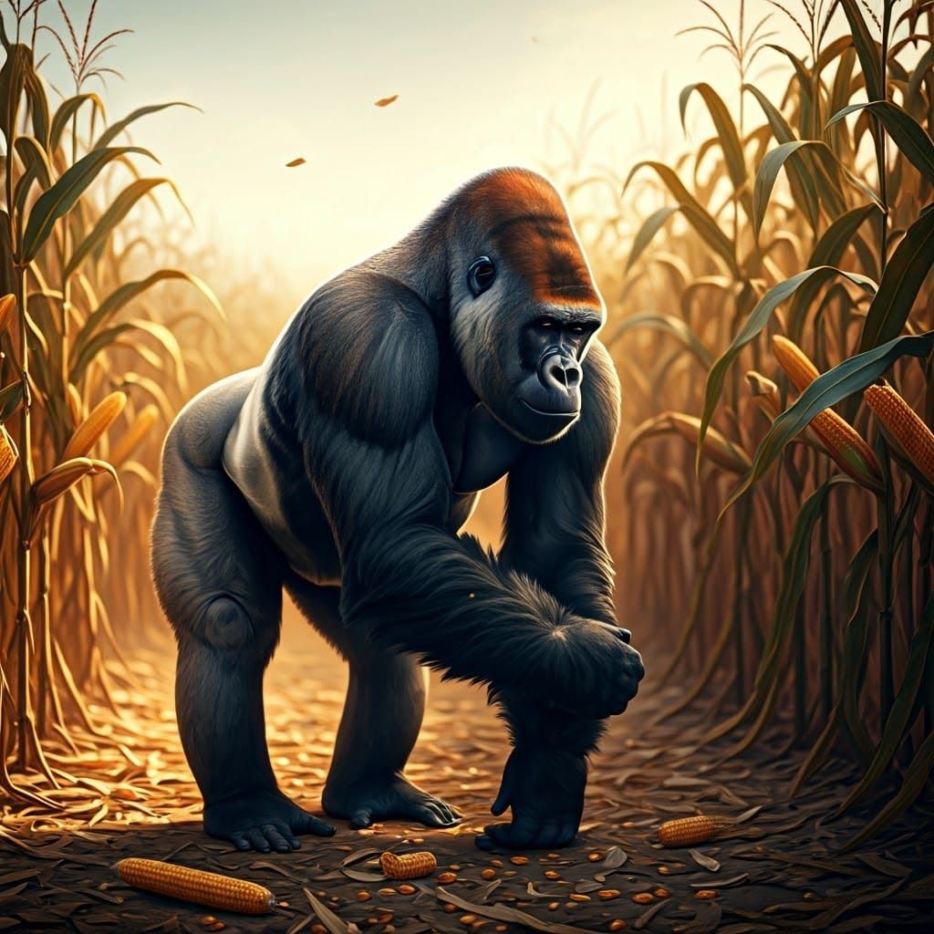 Gorilla in Cornfield: Cinematic Film Aesthetic