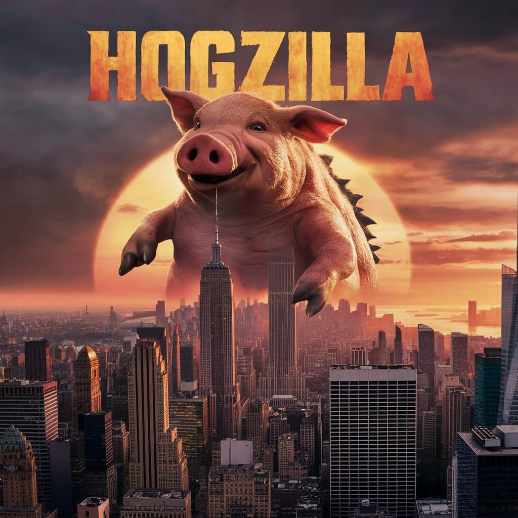 made-up movie poster for the film "HOGZILLA"